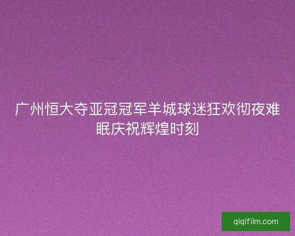 广州恒大夺亚冠冠军羊城球迷狂欢彻夜难眠庆祝辉煌时刻