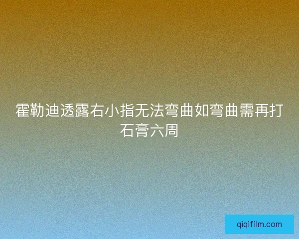 霍勒迪透露右小指无法弯曲如弯曲需再打石膏六周