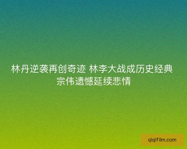 林丹逆袭再创奇迹 林李大战成历史经典 宗伟遗憾延续悲情